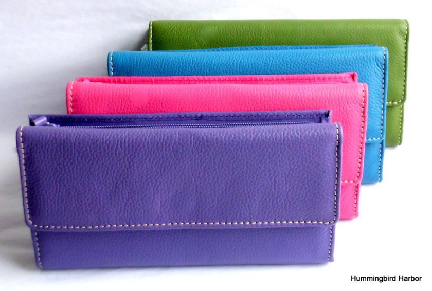 MUNDI GENUINE LEATHER RIO CHECKBOOK CLUTCH WALLET NWT  